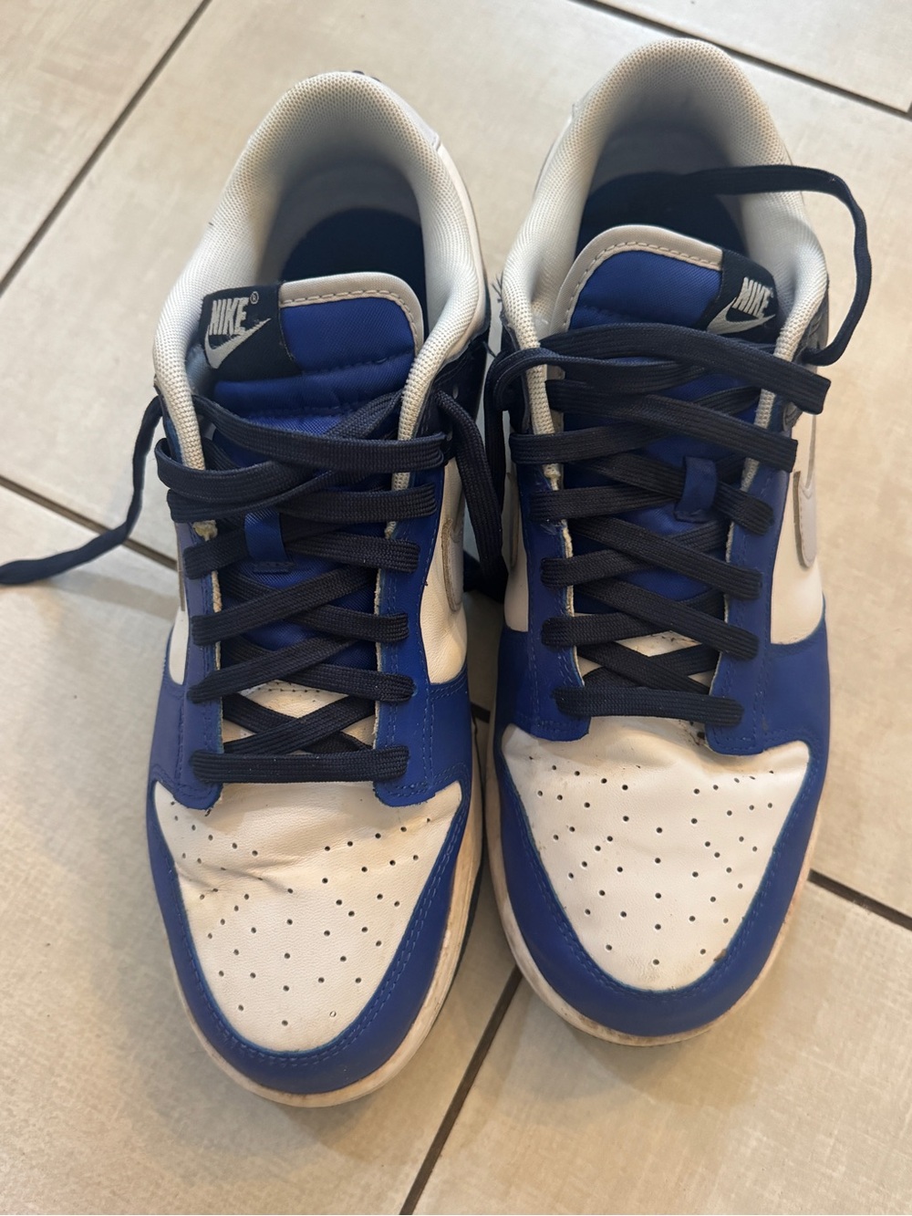 Nike Men’s Nike Dunks White & Blue Low-Top Sneakers